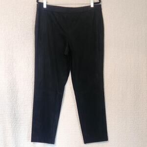 J JILL Wearever Pants Womens Large Black Faux Suede Stretch Knit Slim Tapered